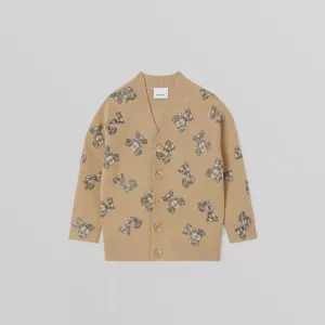 Burberry Beige Thomas Bear Print Blend Cardigan