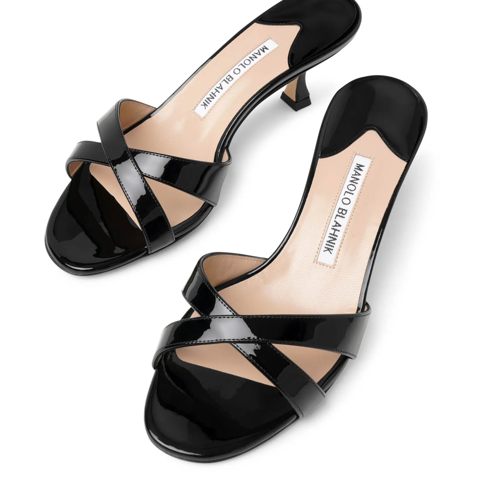 Callamu 50 patent black mules