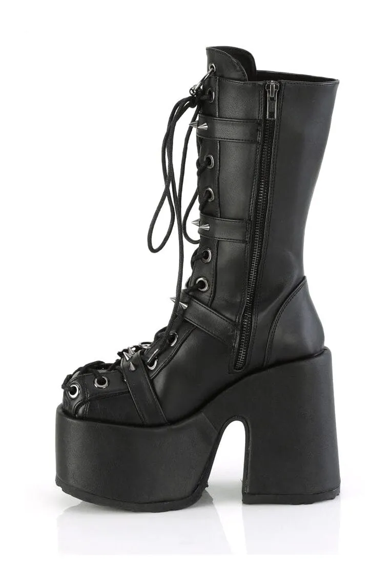 CAMEL-115 Black Vegan Leather Knee Boot