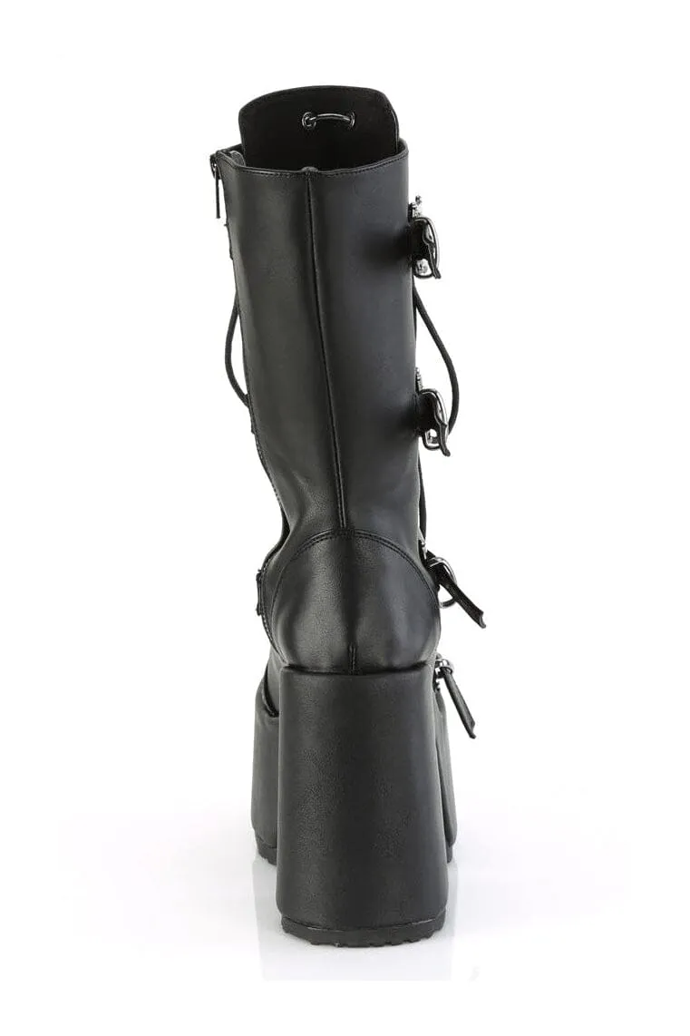 CAMEL-115 Black Vegan Leather Knee Boot
