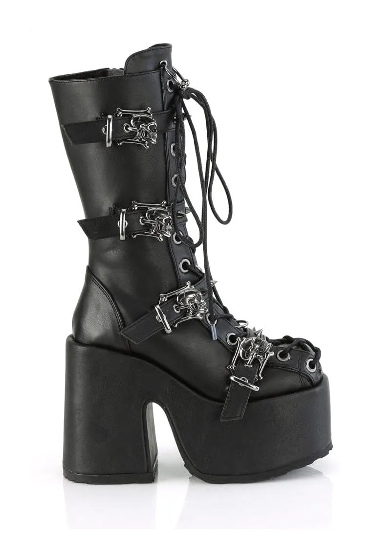 CAMEL-115 Black Vegan Leather Knee Boot
