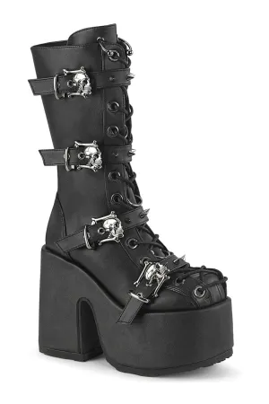 CAMEL-115 Black Vegan Leather Knee Boot