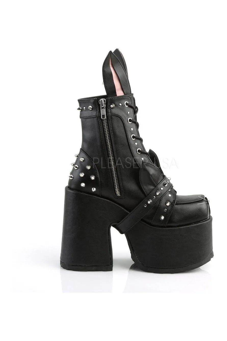 CAMEL-202 Demonia Ankle Boot | Black Faux Leather