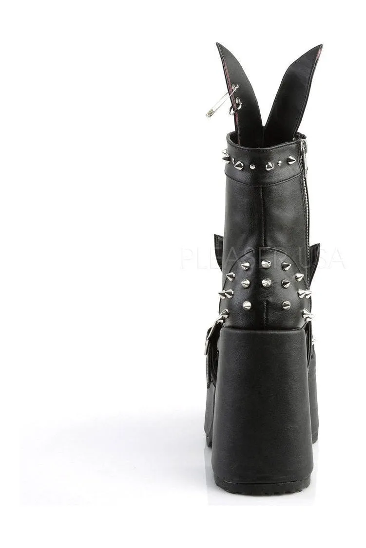 CAMEL-202 Demonia Ankle Boot | Black Faux Leather