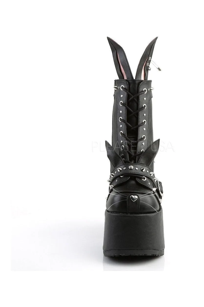 CAMEL-202 Demonia Ankle Boot | Black Faux Leather