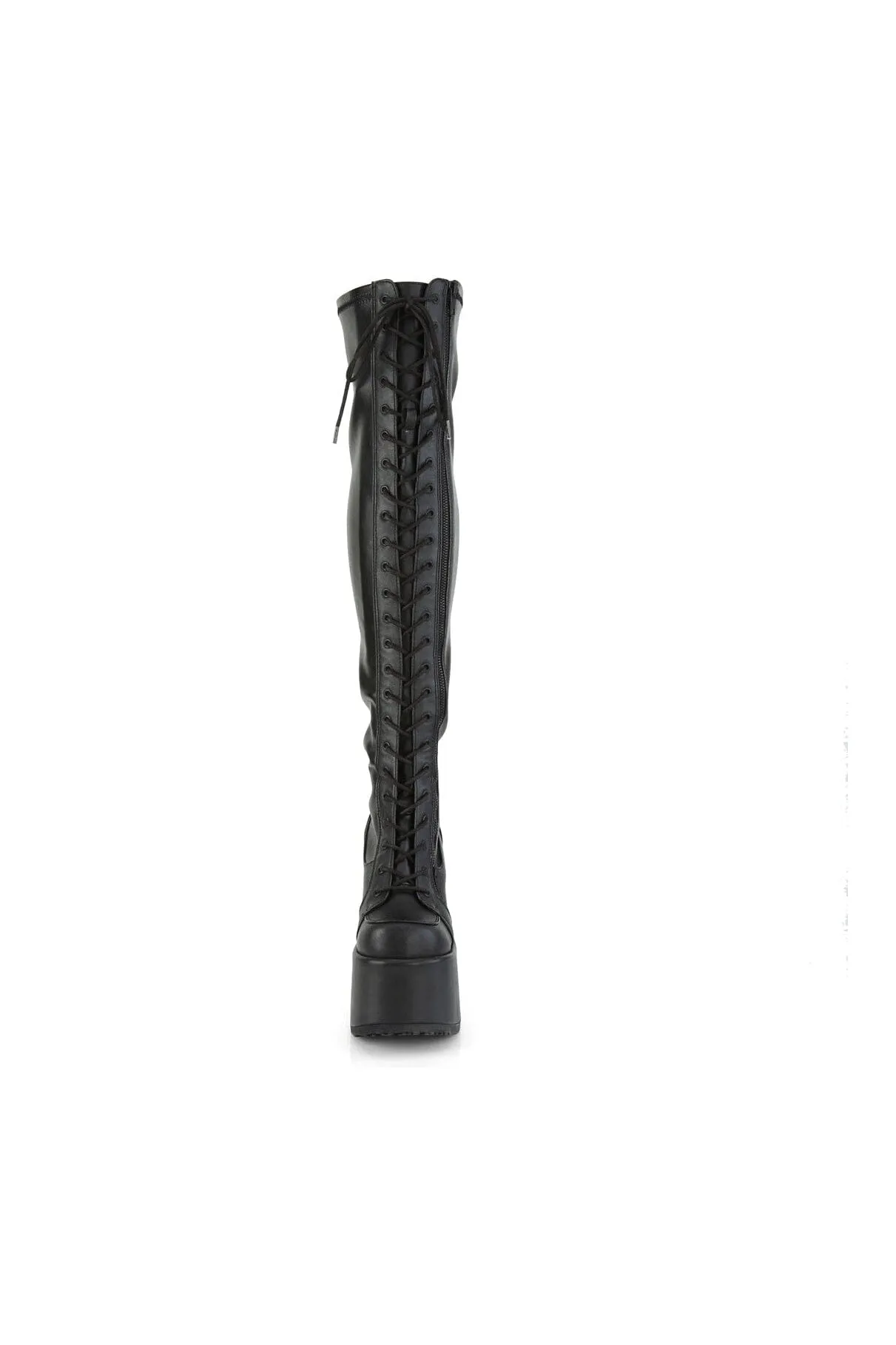 CAMEL-300 Black Vegan Leather Thigh Boot