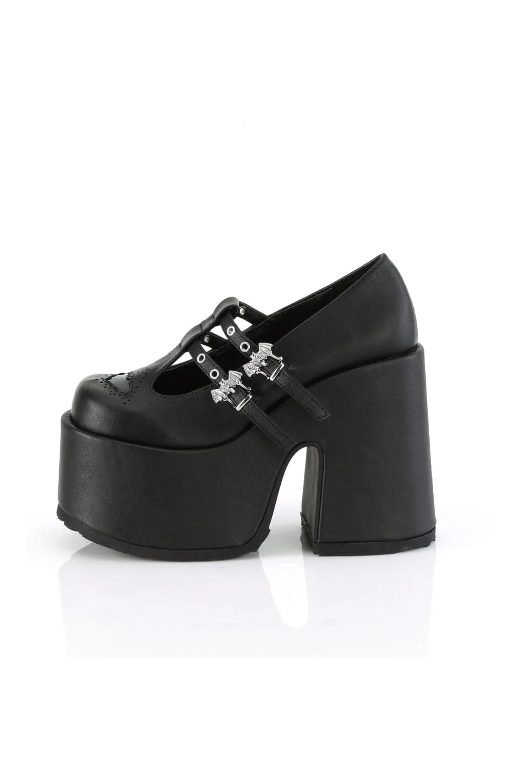 CAMEL-55 Black Vegan Leather Mary Janes