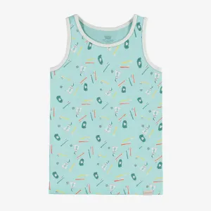 Camisole bleue à motif en jersey, enfant || Blue camisole with a print in jersey, child