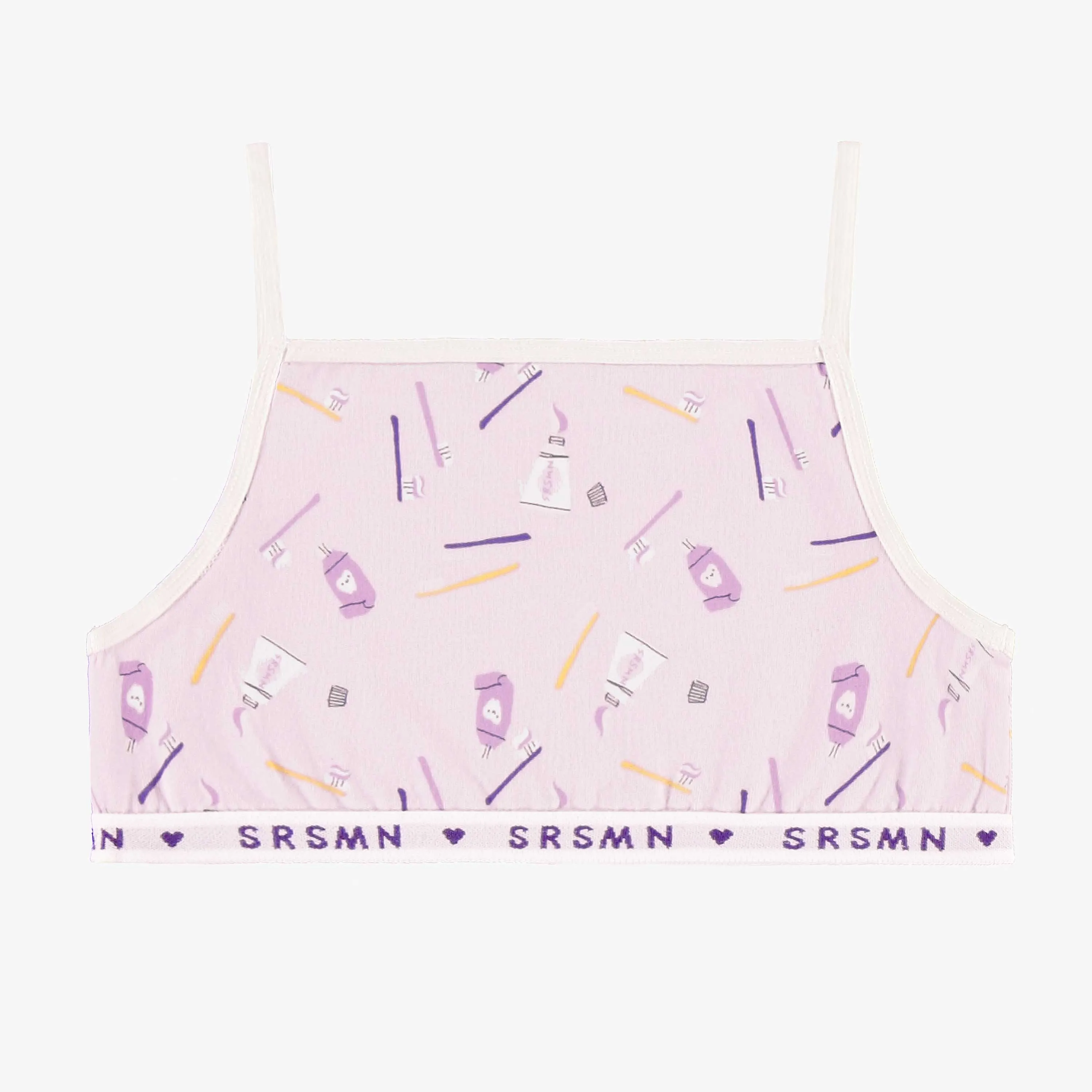 Camisole courte lavande avec motif en jersey, enfant  || Short lavender camisole with pattern in jersey, child
