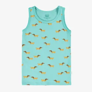 Camisole turquoise à motifs, enfant  || Turquoise camisole with all over print, child