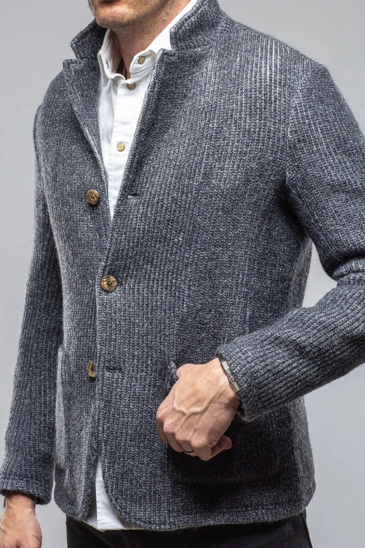 Cardigan Shirt Jacket In Navy