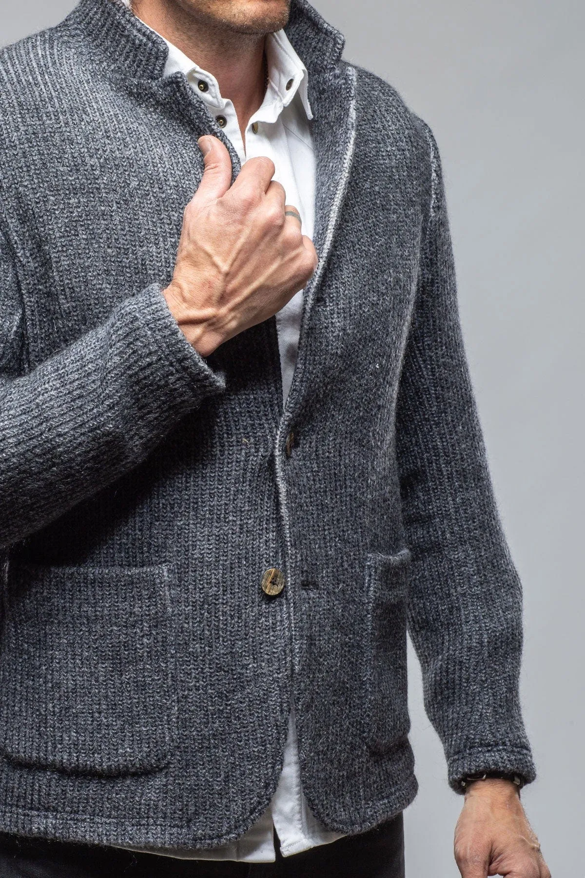 Cardigan Shirt Jacket In Navy