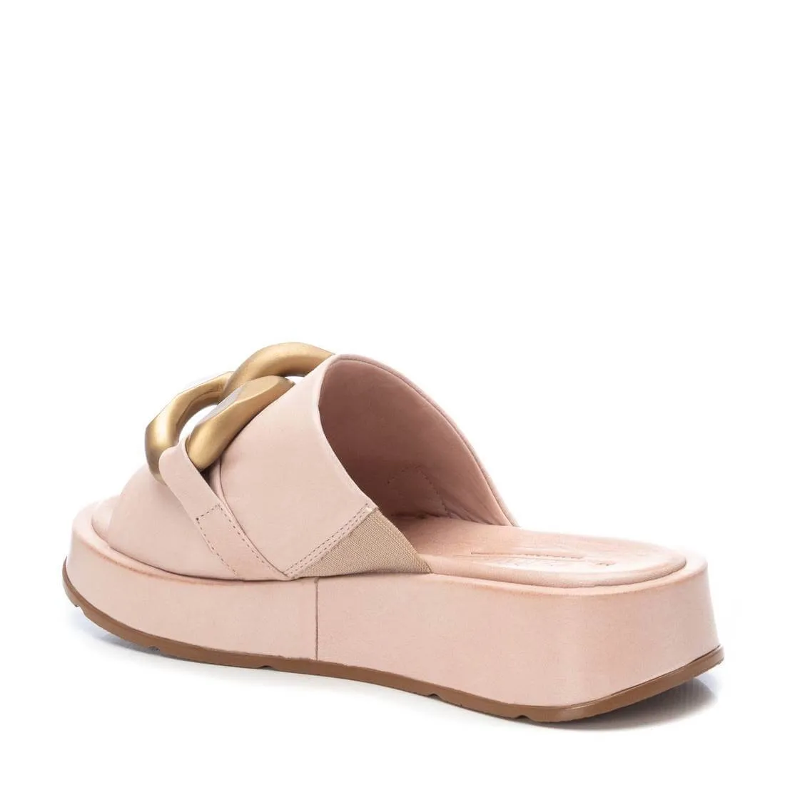 Carmela Nude Leather Slip On Flat Mules