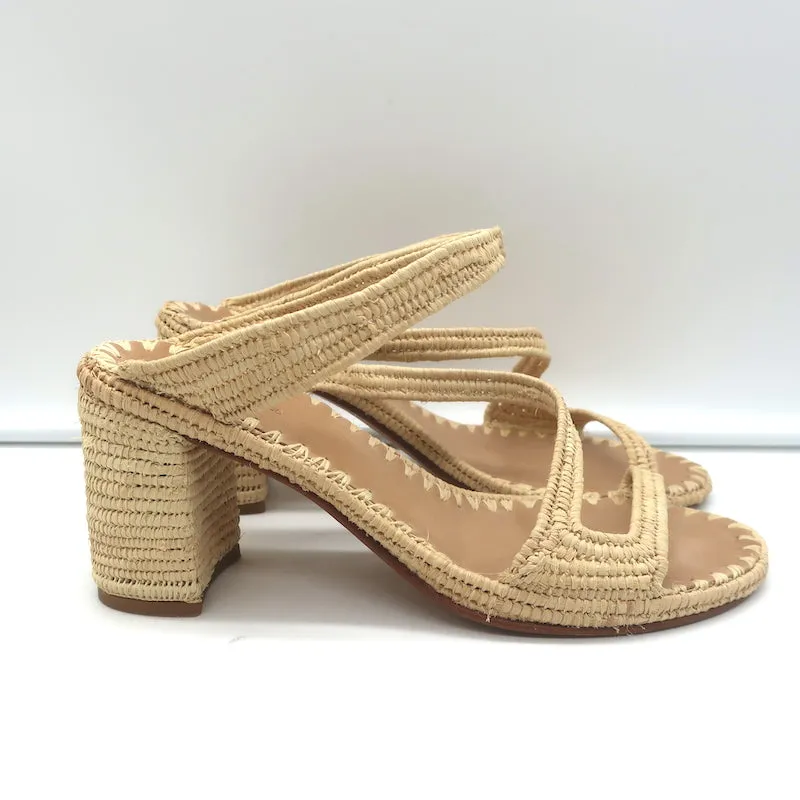 Carrie Forbes Salah Raffia Sandals Natural Size 41 High Heel Mules