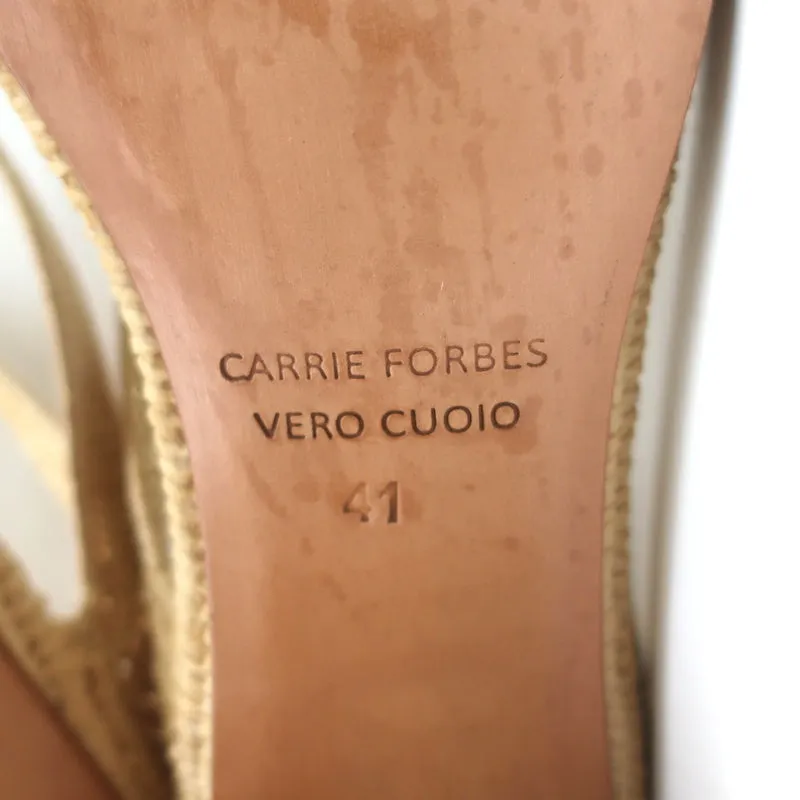 Carrie Forbes Salah Raffia Sandals Natural Size 41 High Heel Mules
