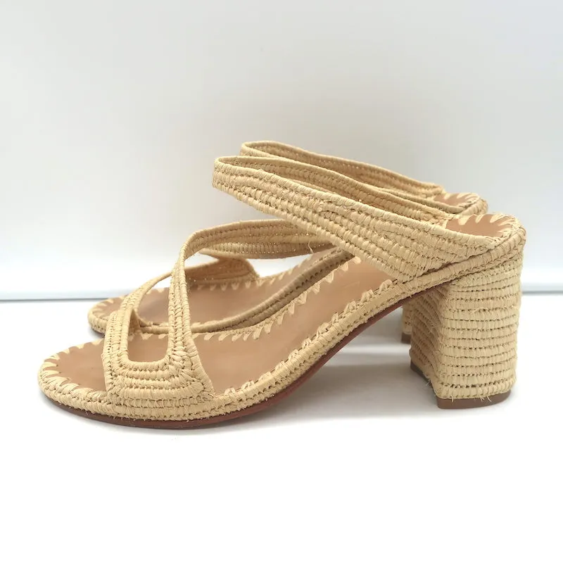 Carrie Forbes Salah Raffia Sandals Natural Size 41 High Heel Mules