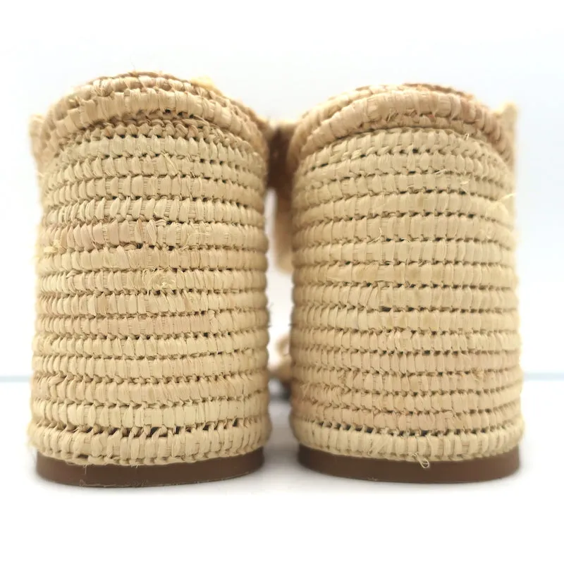 Carrie Forbes Salah Raffia Sandals Natural Size 41 High Heel Mules