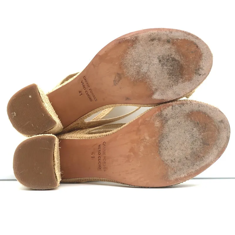 Carrie Forbes Salah Raffia Sandals Natural Size 41 High Heel Mules