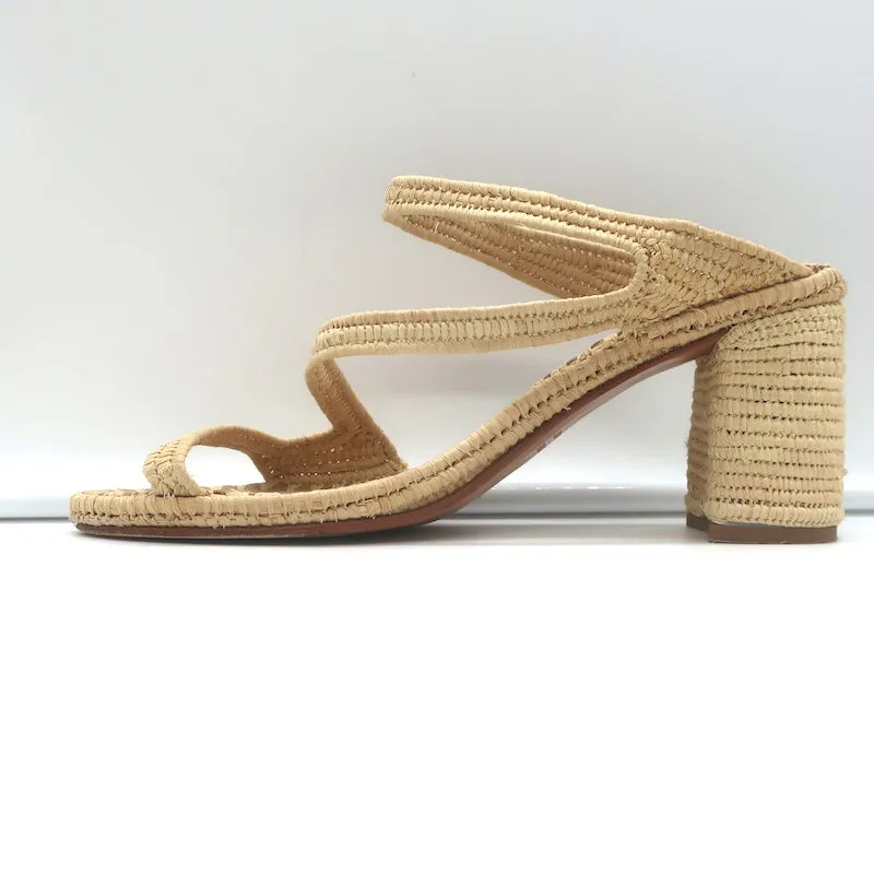 Carrie Forbes Salah Raffia Sandals Natural Size 41 High Heel Mules