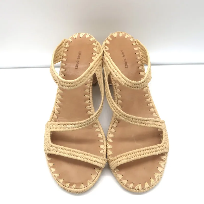 Carrie Forbes Salah Raffia Sandals Natural Size 41 High Heel Mules