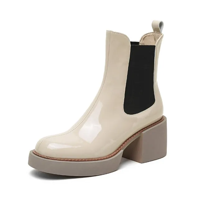 Casual Square Heels Office Lady Chelsea Boots