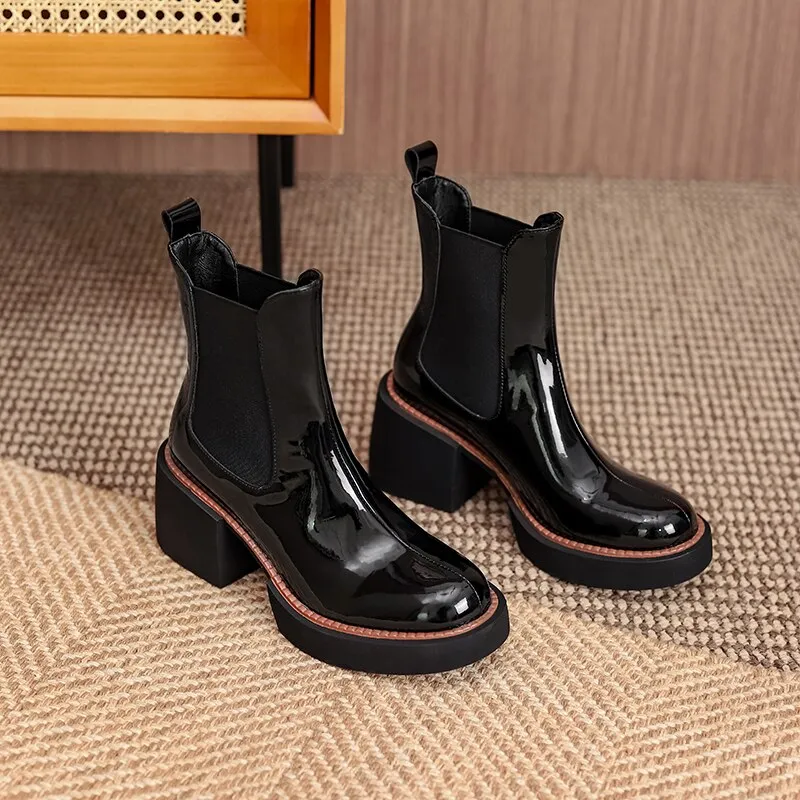 Casual Square Heels Office Lady Chelsea Boots