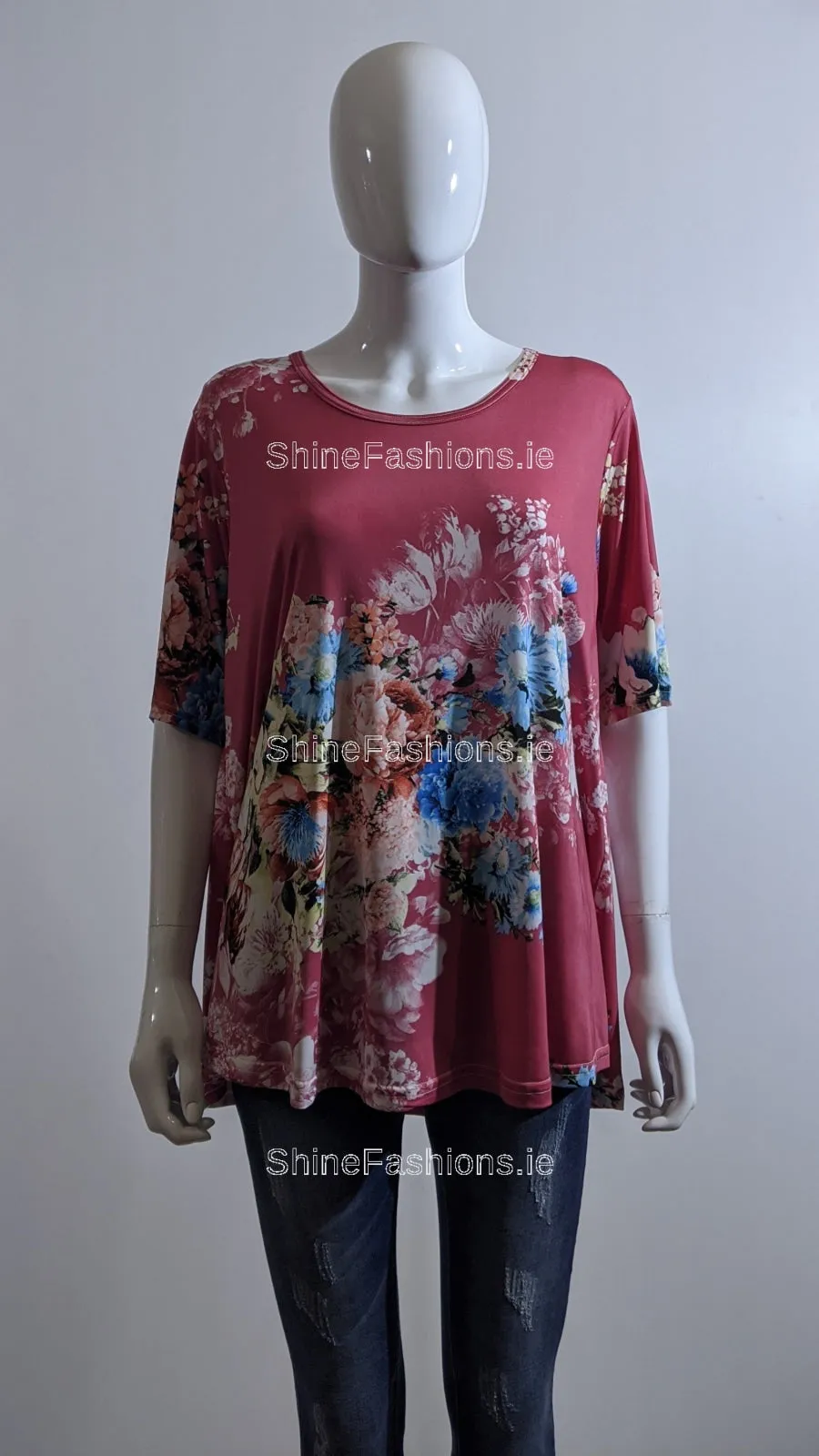 Cerise Pink Flower Print Top
