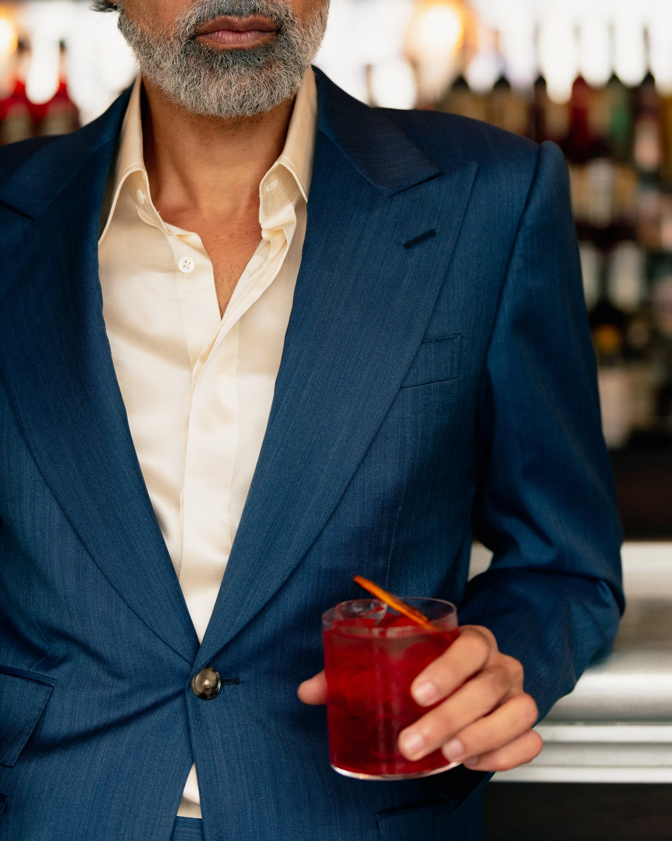 Champagne Point Collar Silk Shirt