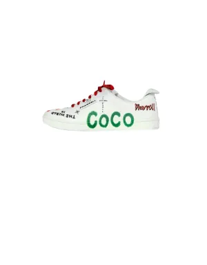 Chanel 2019 White Canvas & Calfskin Leather Pharrell Williams Graffiti Sneakers sz 39