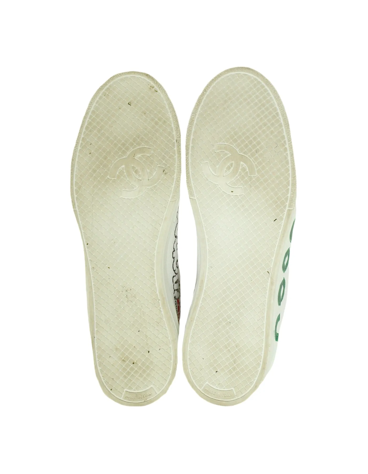Chanel 2019 White Canvas & Calfskin Leather Pharrell Williams Graffiti Sneakers sz 39