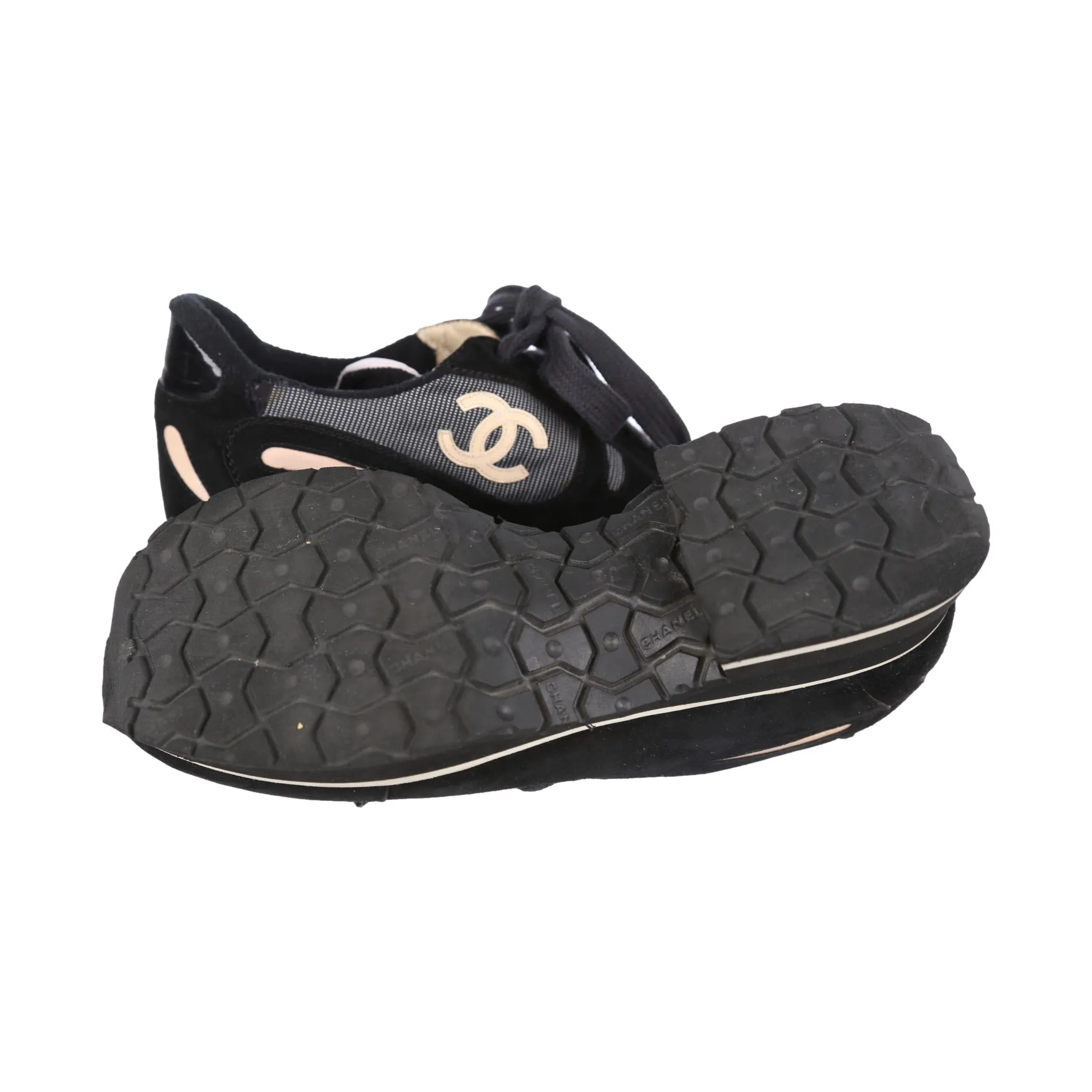 Chanel Black Logo Platform Sneakers