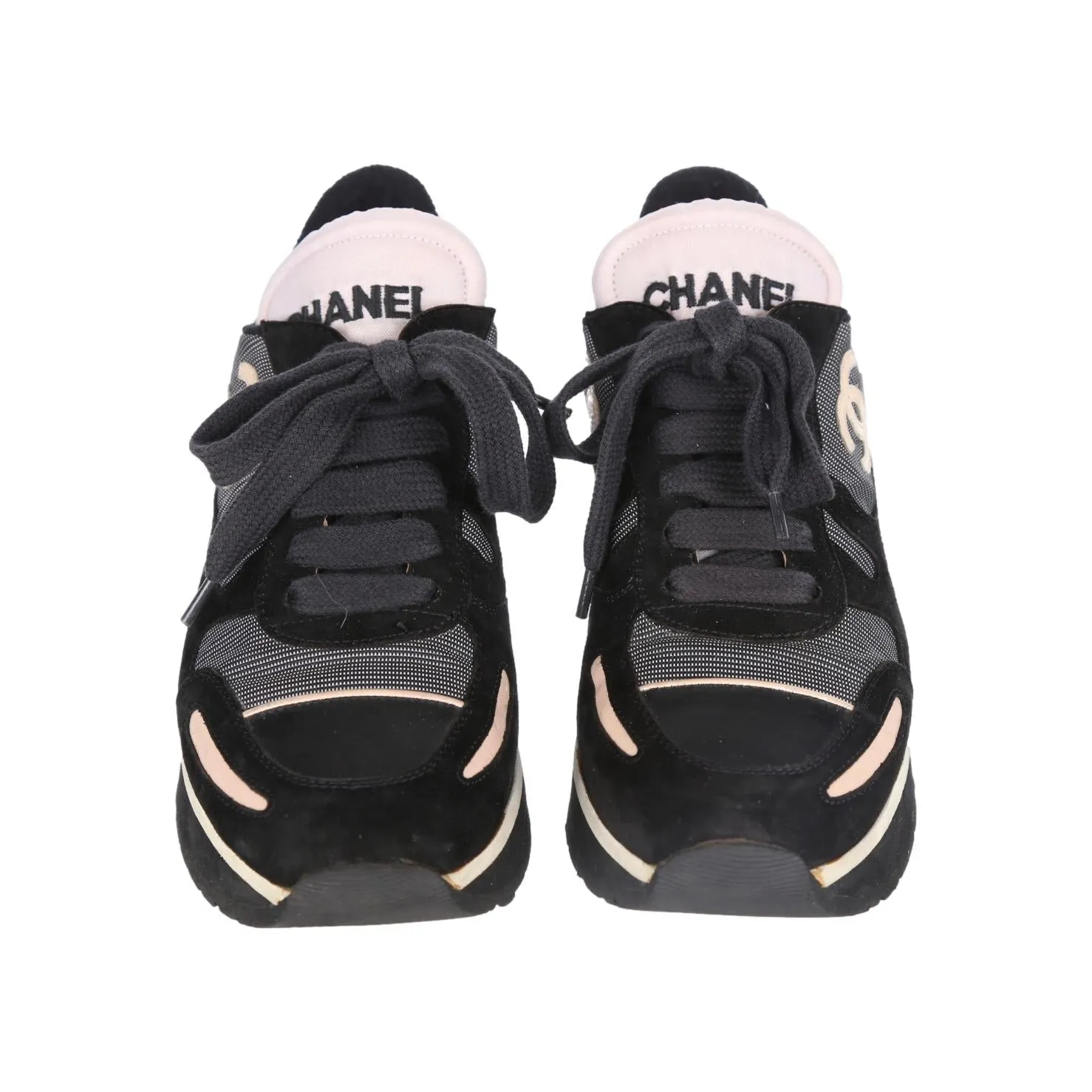Chanel Black Logo Platform Sneakers