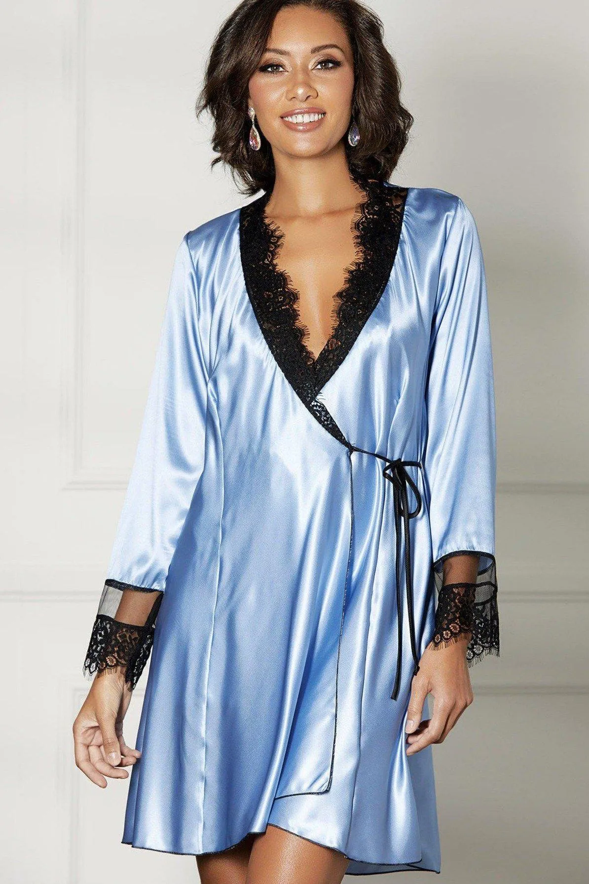 Charmeuse And Eyelash Lace Robe