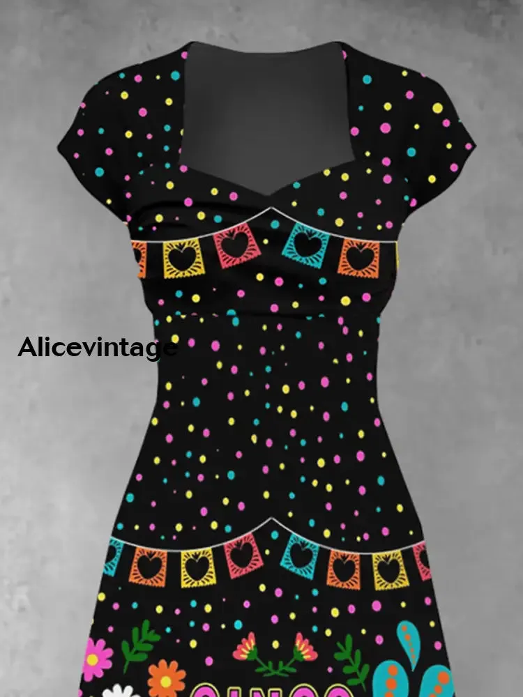 Cinco De Mayo Art Print Short Sleeve Vintage Dress