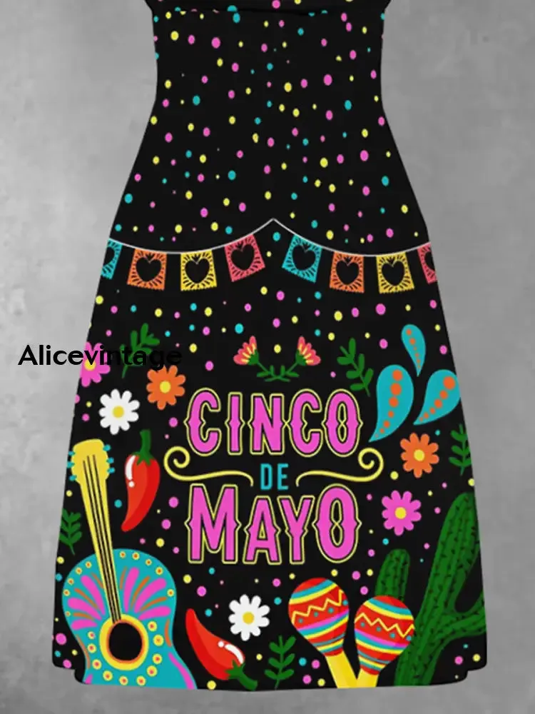 Cinco De Mayo Art Print Short Sleeve Vintage Dress