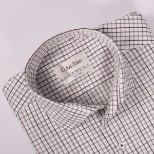 CK White & Brown Checkered Shirt