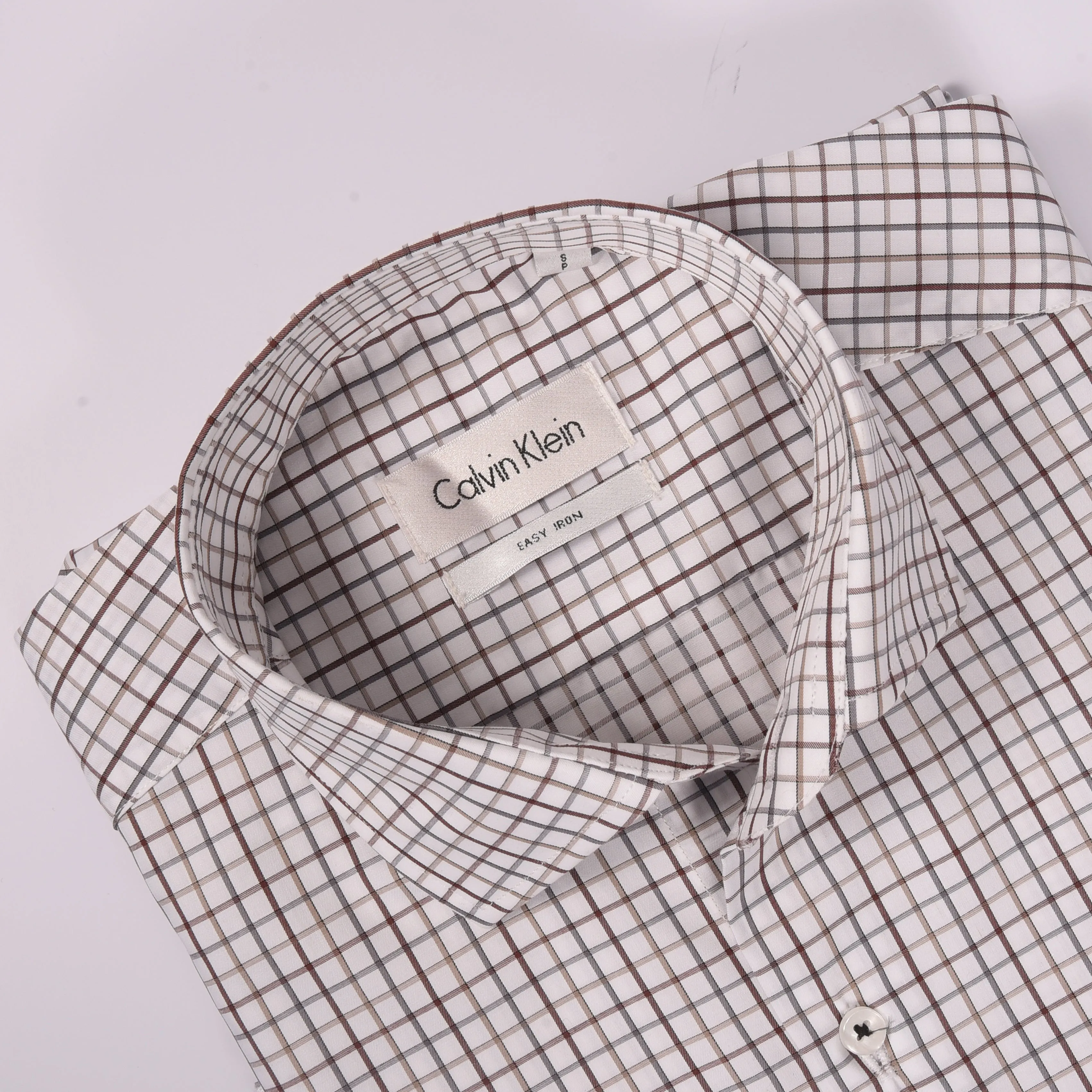CK White & Brown Checkered Shirt