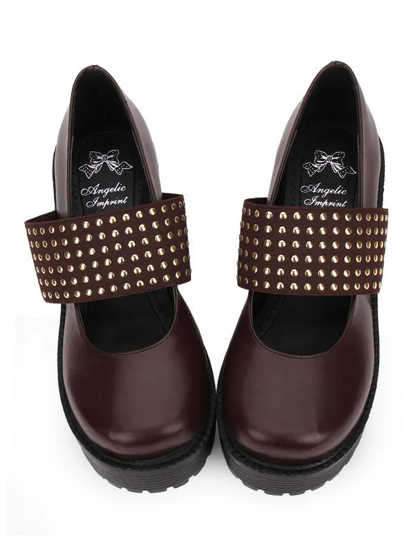 Classic Lolita Footwear Metallic Round Toe PU Platform Black Lolita Shoes
