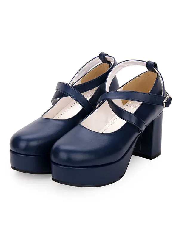 Classic Lolita Pumps Strappy Chunky High Heel Lolita Shoes