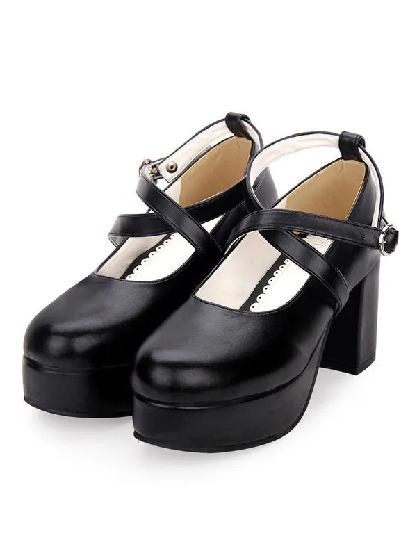 Classic Lolita Pumps Strappy Chunky High Heel Lolita Shoes