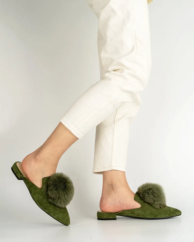 (Clean Up)Slip On Backless Flat Heel Mules