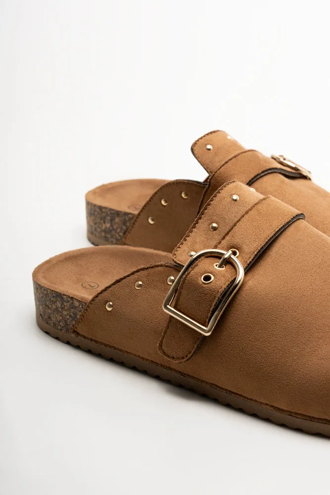 Closed Toe Mule Shoes Tan