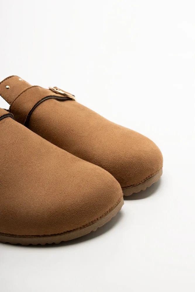 Closed Toe Mule Shoes Tan