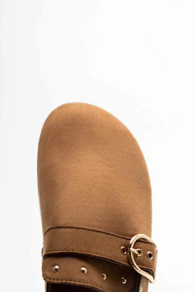 Closed Toe Mule Shoes Tan