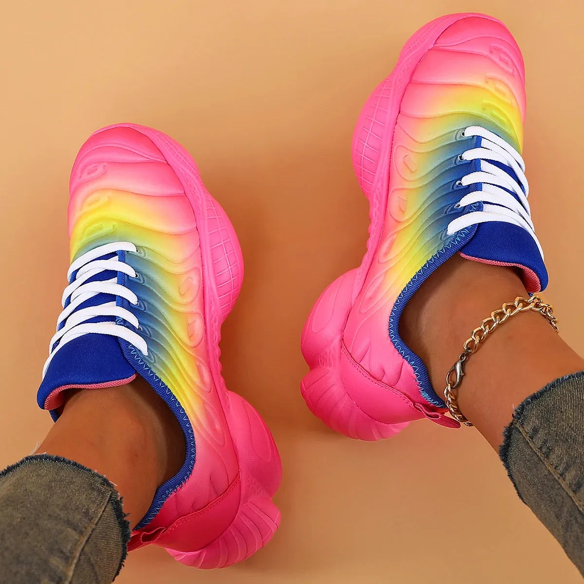 Color Platform Casual Walking Shoes