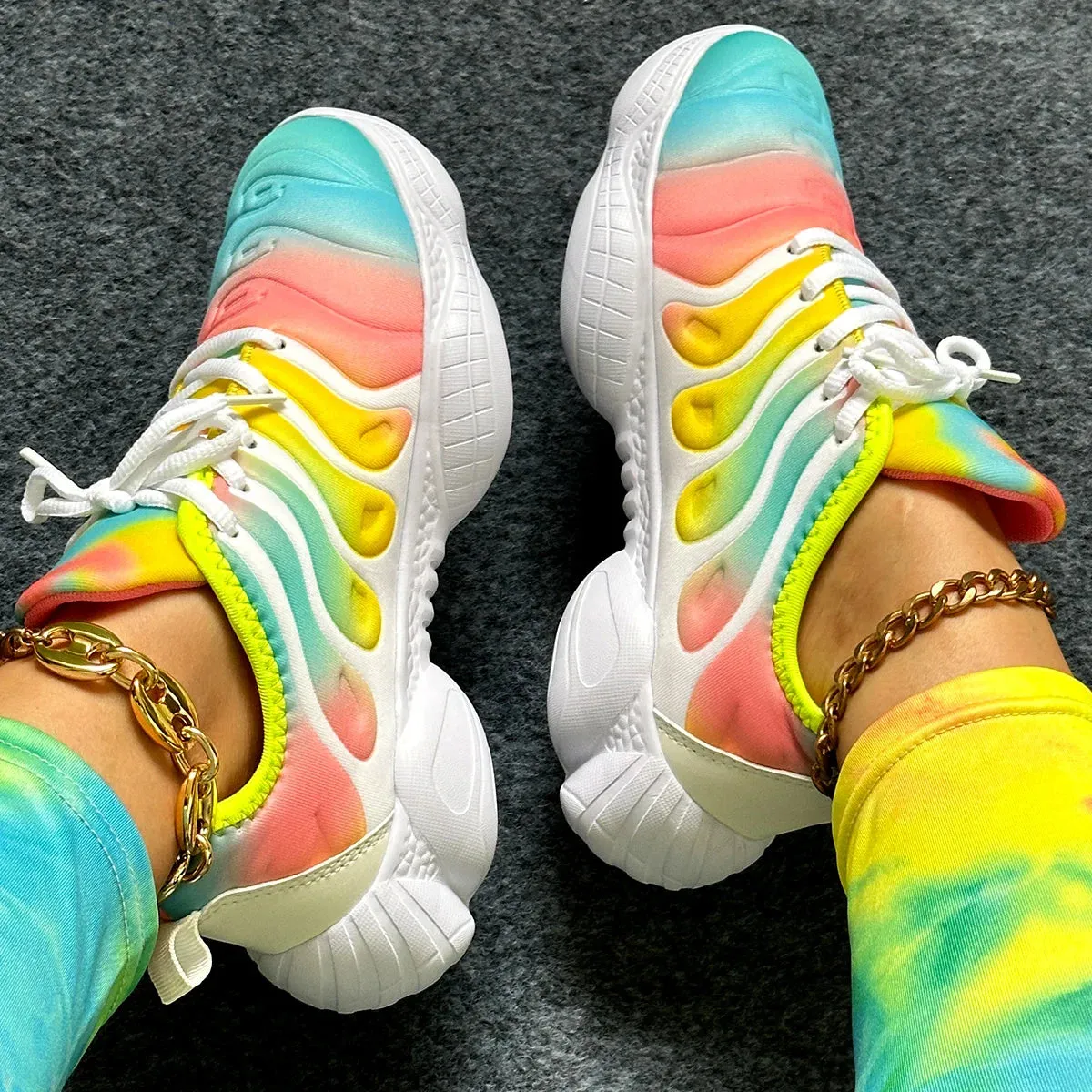 Color Platform Casual Walking Shoes