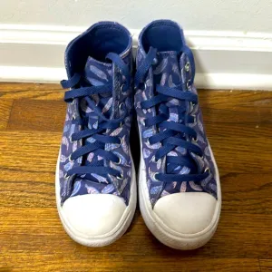 Converse Chuck Taylor All Stars platform high tops “feathers” pink &amp; purple