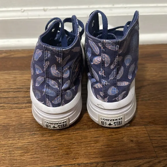 Converse Chuck Taylor All Stars platform high tops “feathers” pink &amp; purple