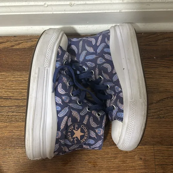 Converse Chuck Taylor All Stars platform high tops “feathers” pink &amp; purple
