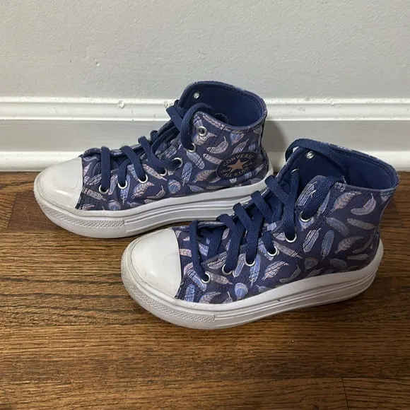 Converse Chuck Taylor All Stars platform high tops “feathers” pink &amp; purple
